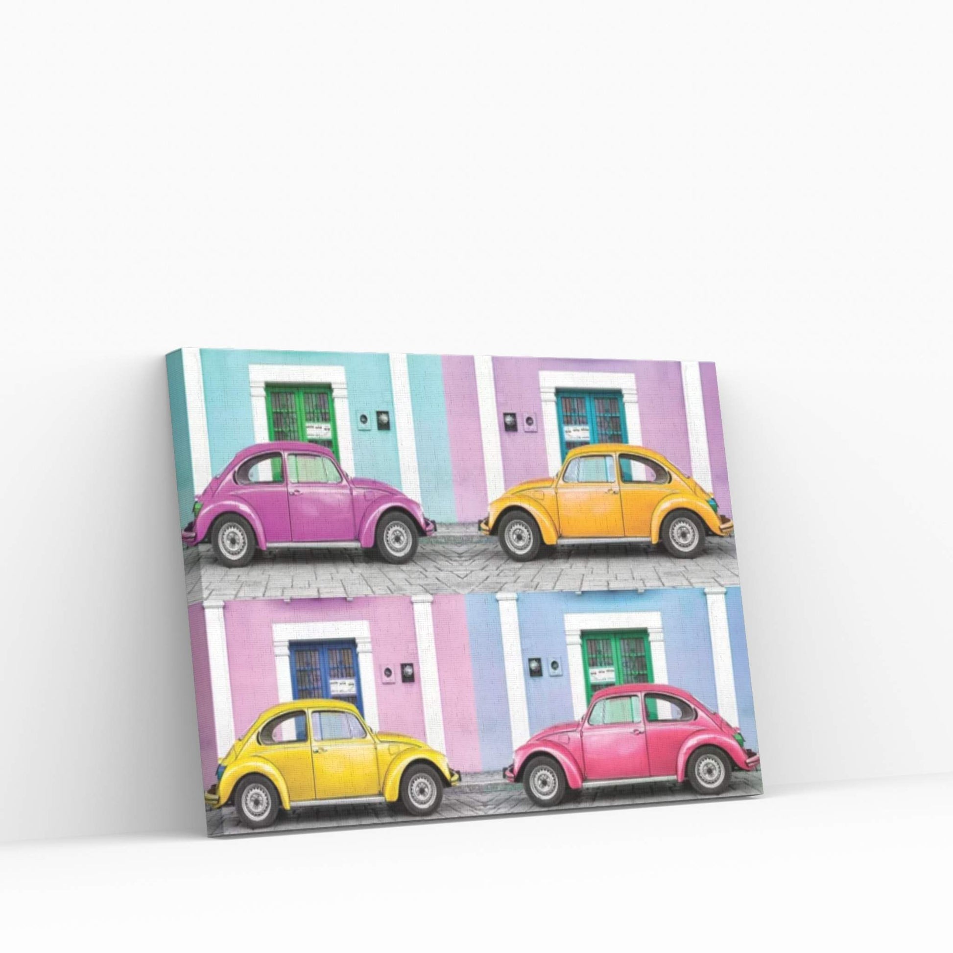 Four VW Beetle Cars II Canvas Wall Art - Y Canvas