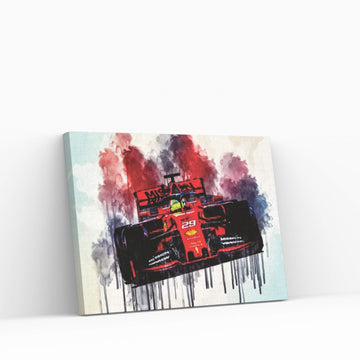 Mick Schumacher On Track Ferrari Sf90 Scuderia Ferrari 2019 F1 Cars Mick Schumacher Formula 1 Canvas Wall Art - Y Canvas