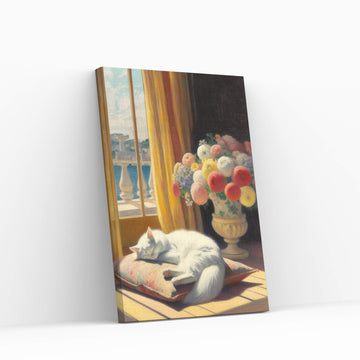 Le Chat Blanc The White Cat Abstract Reproduction Canvas Wall Art - Y Canvas
