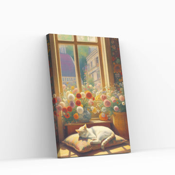 Le Chat Blanc The White Cat Abstract Reproduction Canvas Wall Art - Y Canvas