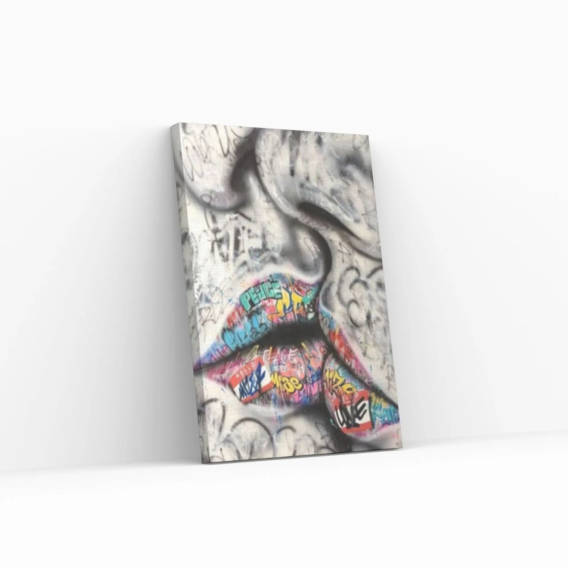 Lover Kissing Street Graffiti Art Painting on Canvas Posters Wall Art - Y Canvas
