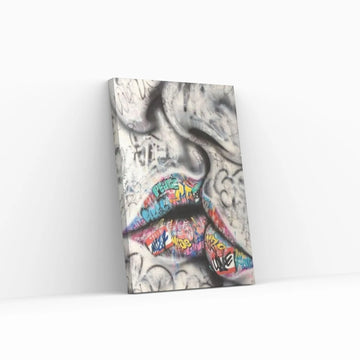 Lover Kissing Street Graffiti Art Painting on Canvas Posters Wall Art - Y Canvas