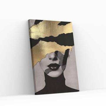 Modern Woman Gold Details Canvas Wall Art - Y Canvas