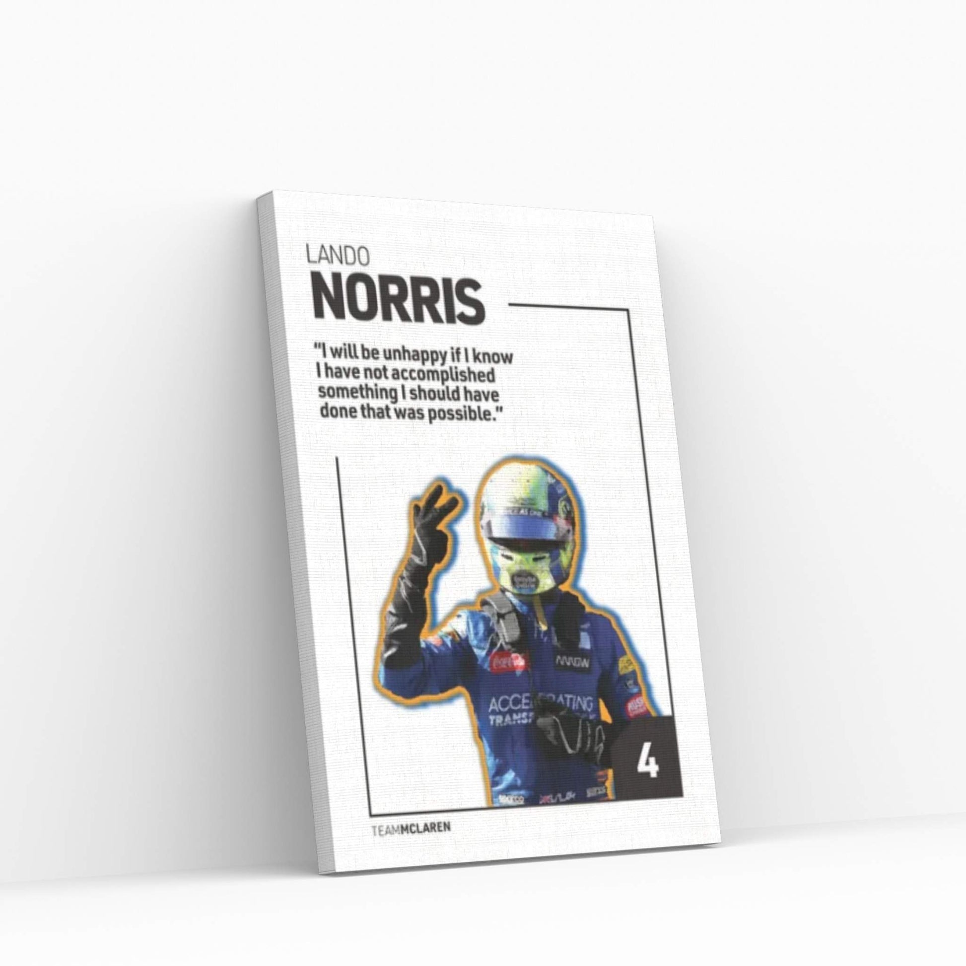 Lando Norris (White) Canvas Wall Art - Y Canvas