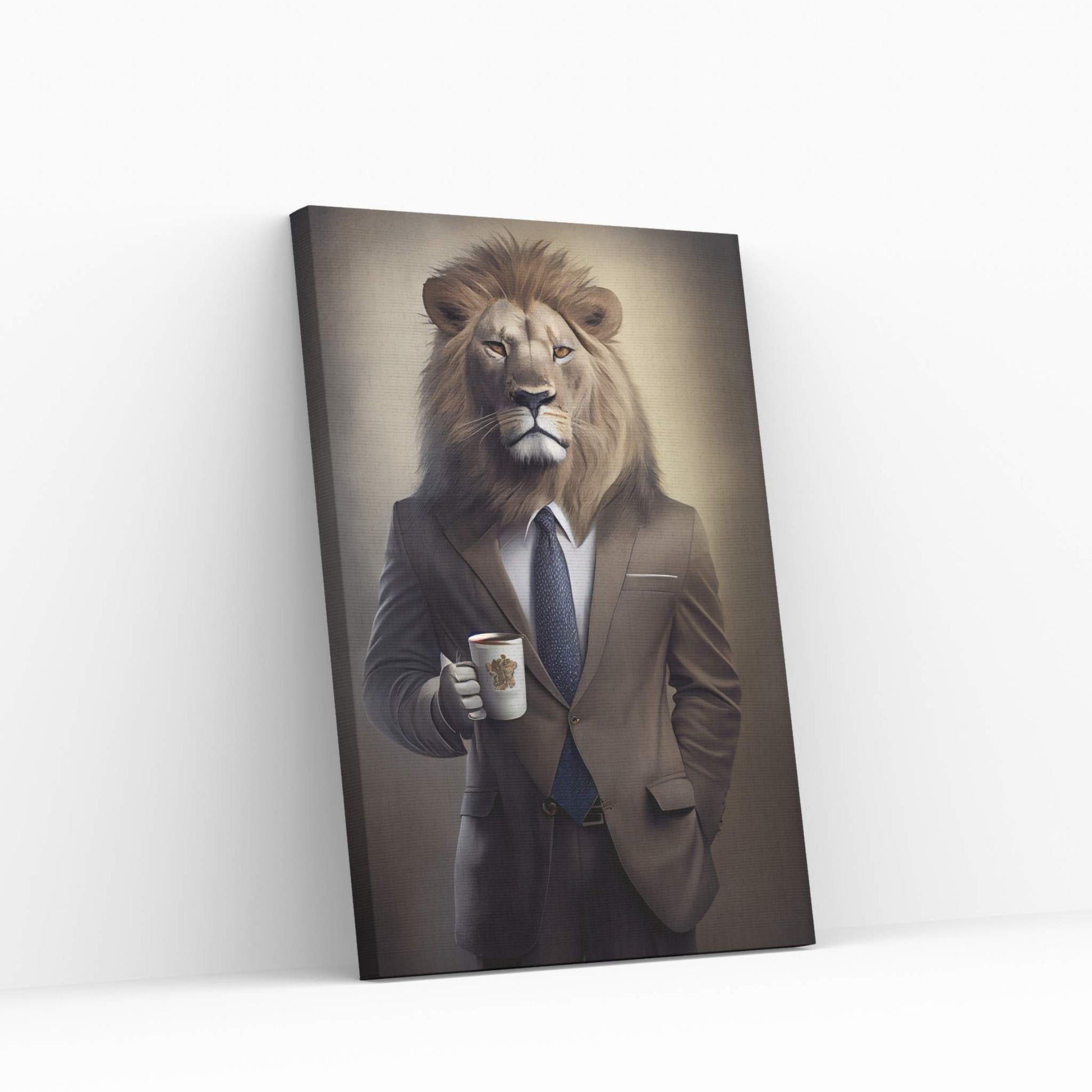 Businnes Lion Wall Art, Lion Canvas Art, Animal Wall Art - Y Canvas