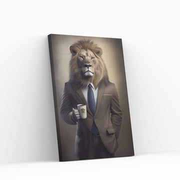Businnes Lion Wall Art, Lion Canvas Art, Animal Wall Art - Y Canvas