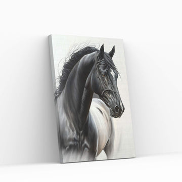Beautiful Black Horse Canvas Wall Art , Animal Wall Art - Y Canvas