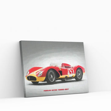 Ferrari Retro Tuning 1957 In Watercolor Canvas Wall Art - Y Canvas