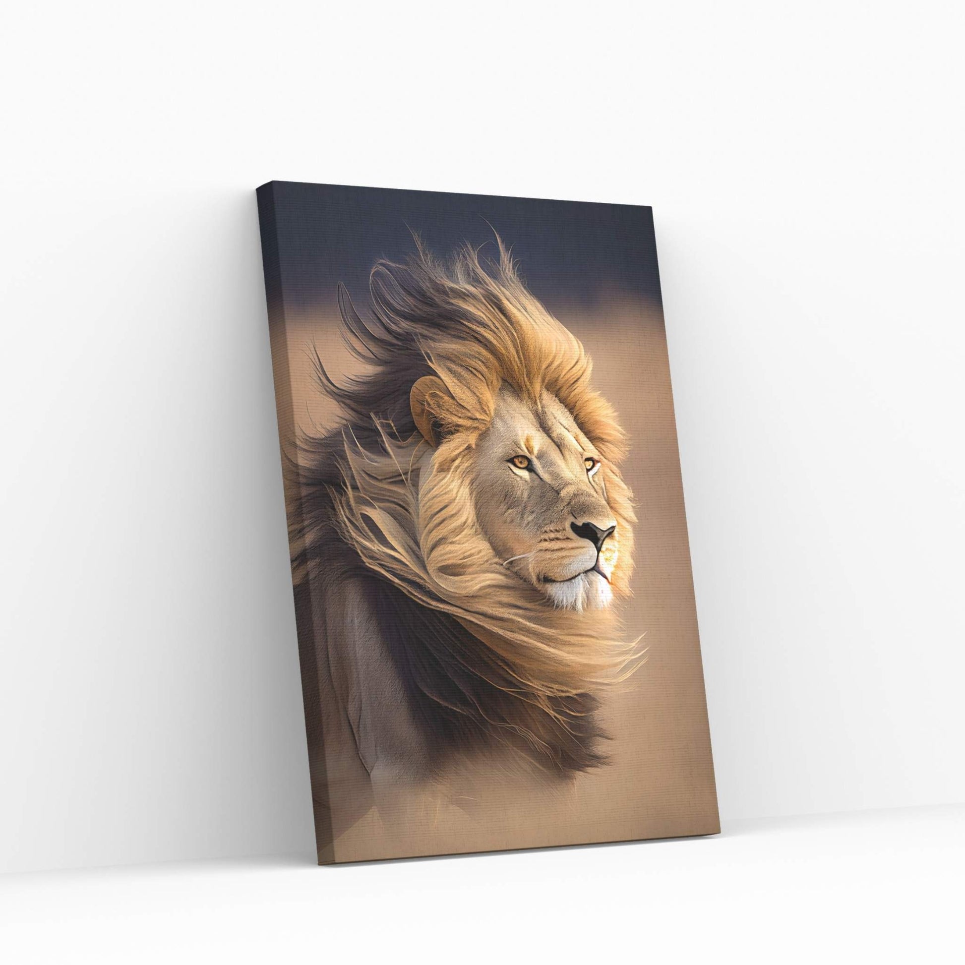 Lion Portrait , Animal Lion Canvas Wall Art Print - Y Canvas