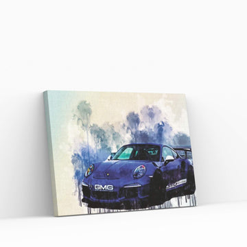 Porsche 911 Gt3Rs Tuning Blue Sports German Sports Cars Canvas Wall Art - Y Canvas