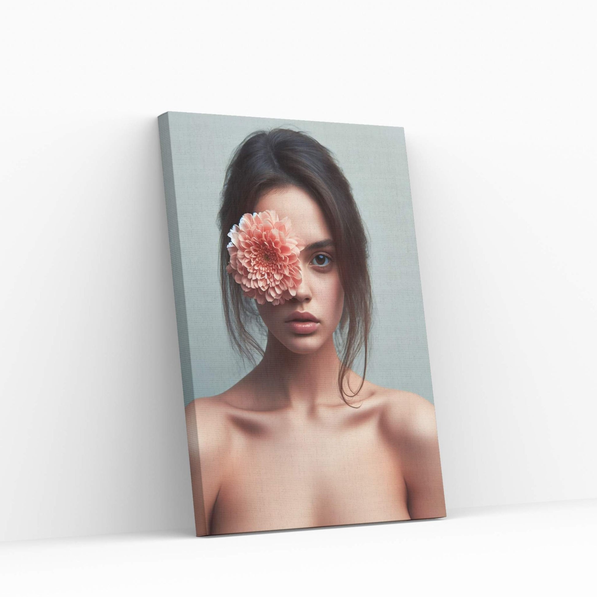 Woman Portrait Flower Head Canvas Wall Art - Y Canvas