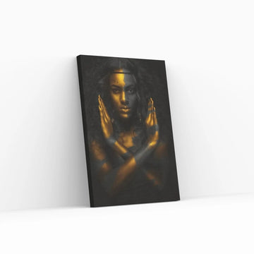 Black and Gold African Nude Woman Indian Oil Painting on Canvas Posters and Prints Scandinavian Wall Art - Y Canvas
