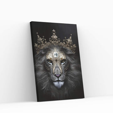 King Gold Lion Wall Art, Lion Canvas Art, Animal Wall Art - Y Canvas