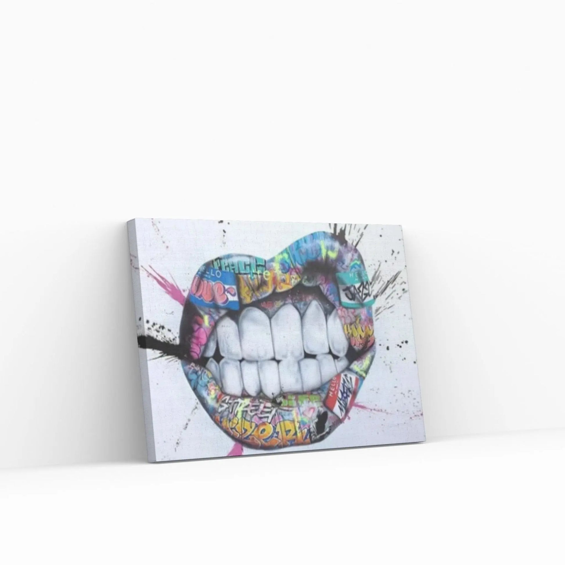 Banksy Poster, Sexy Lip Art Canvas Decor, Colourful Wall Art Decor, Print Poster Graffiti Wall Art - Y Canvas