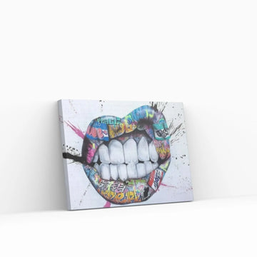 Banksy Poster, Sexy Lip Art Canvas Decor, Colourful Wall Art Decor, Print Poster Graffiti Wall Art - Y Canvas
