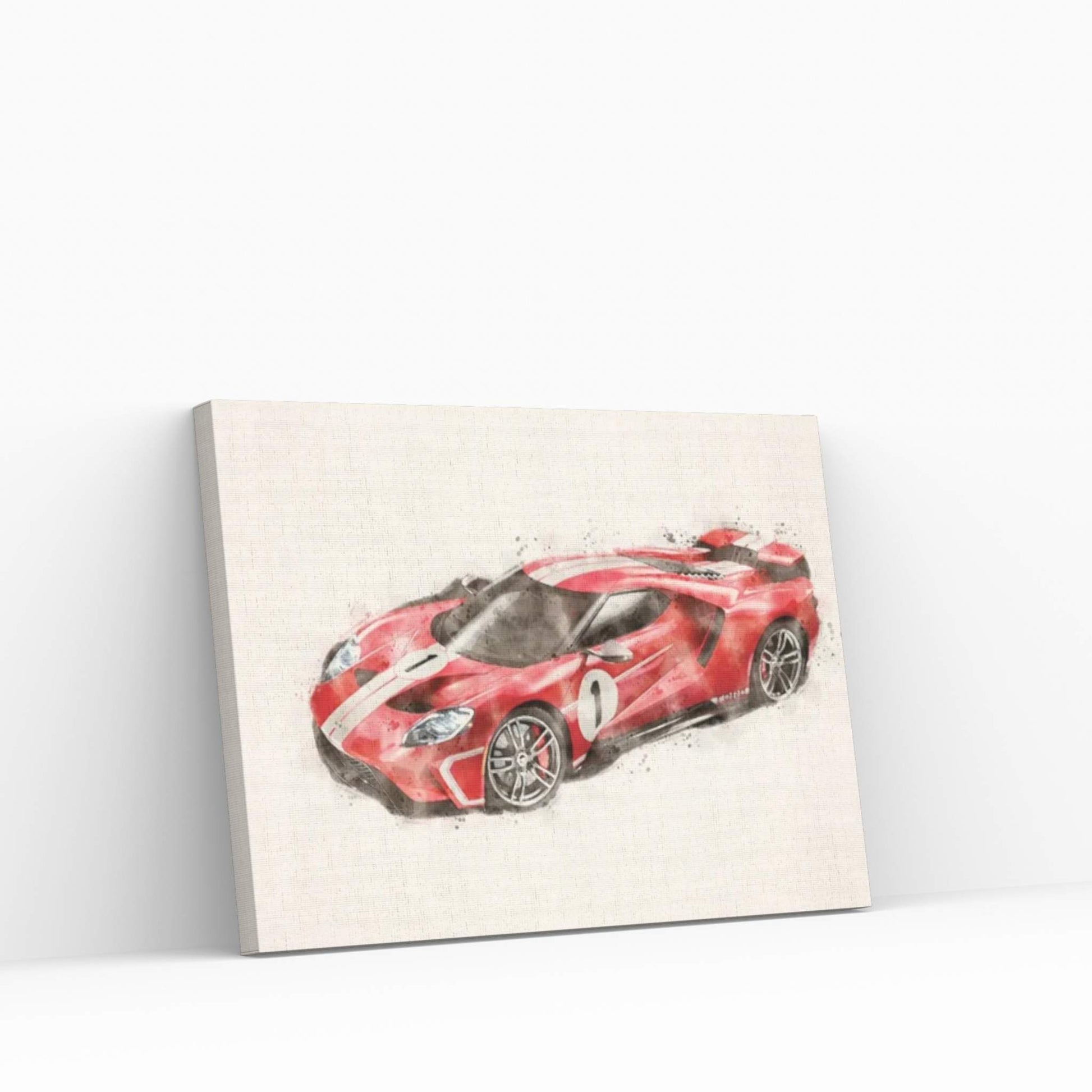 Ford Tuning Gt In Watercolor vII Canvas Wall Art - Y Canvas
