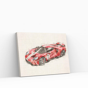Ford Tuning Gt In Watercolor vII Canvas Wall Art - Y Canvas