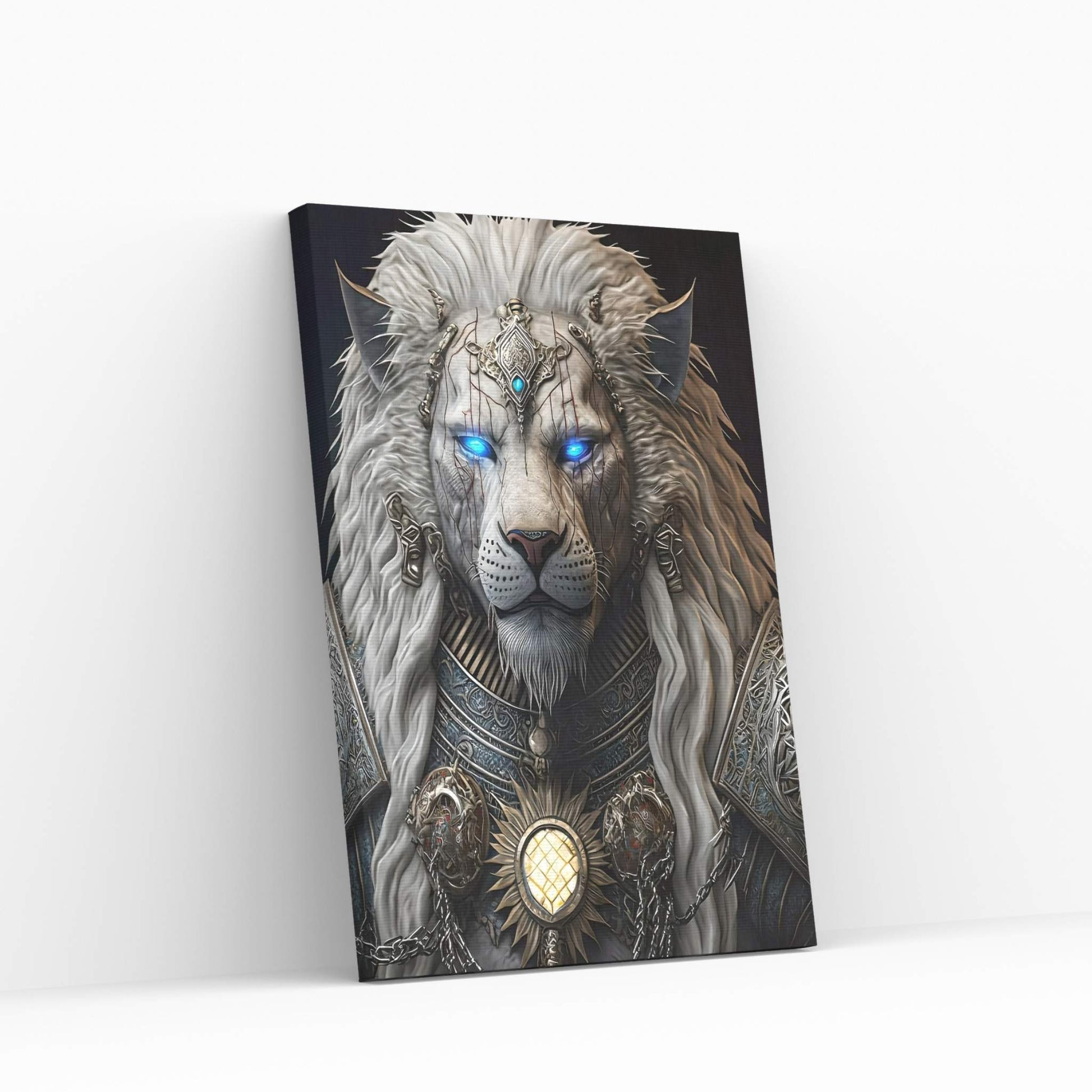 King Gold Lion Wall Art, Lion Canvas Art, Animal Wall Art - Y Canvas