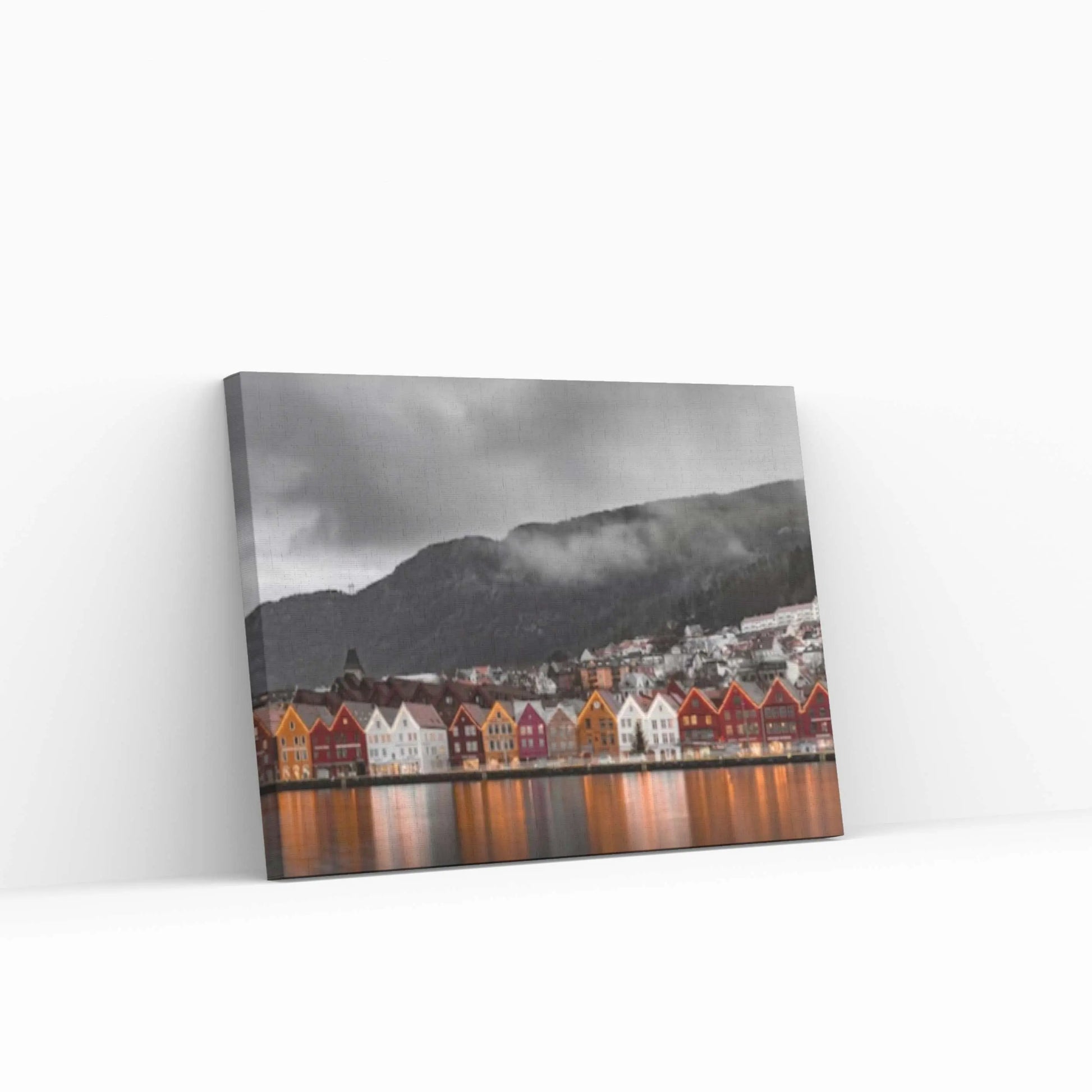 Norway Art Canvas Poster/Gift/Printed Famous Places Art Canvas-Bryggen Bergen Pictures Wall Art - Y Canvas