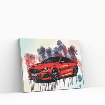 Bmw 8 Series 2019 Orange Sports Front View New Orange Canvas Wall Art - Y Canvas
