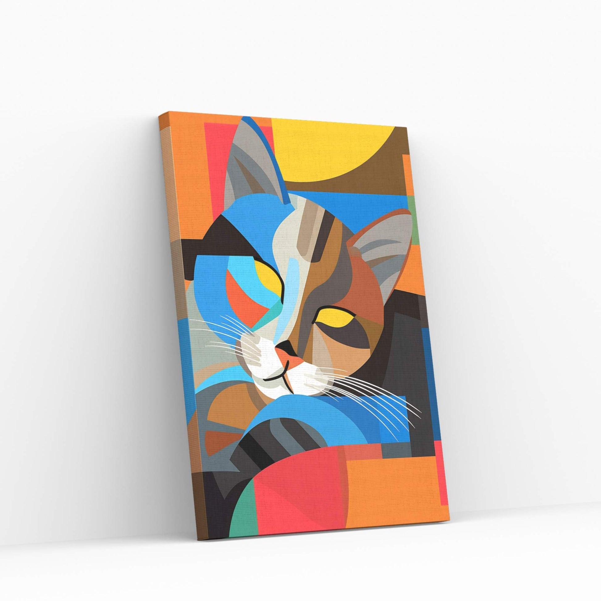 Picasso Style Colorful Cat Canvas Wall Art - Y Canvas