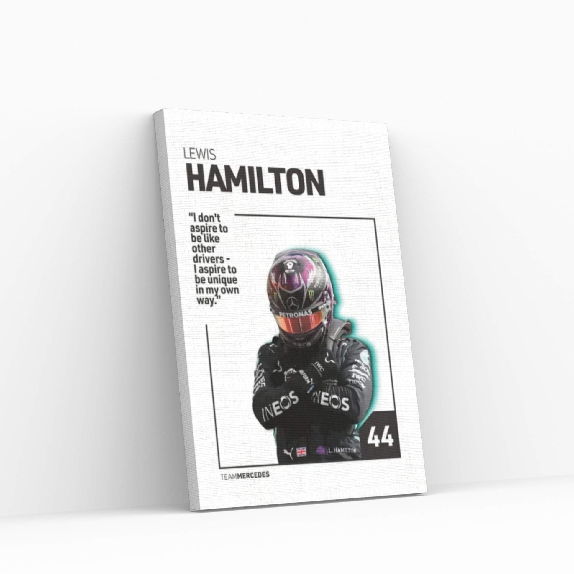Lewis Hamilton (White) Canvas Wall Art - Y Canvas