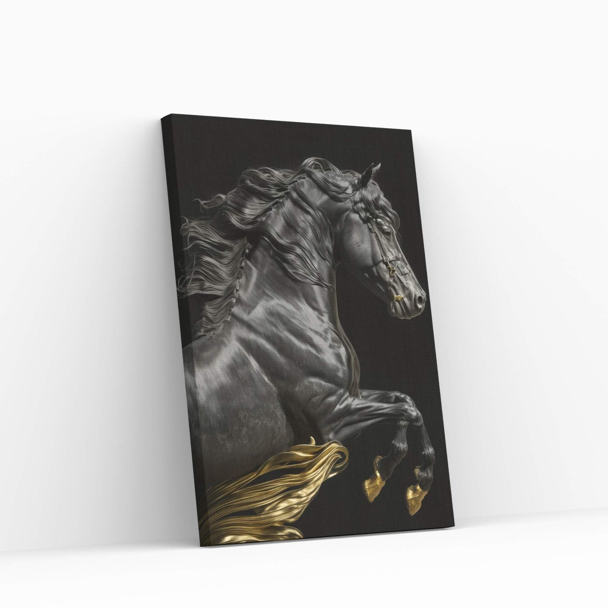 Beautiful Black Horse Canvas Wall Art , Animal Wall Art - Y Canvas