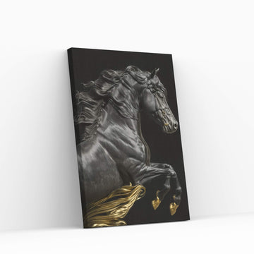 Beautiful Black Horse Canvas Wall Art , Animal Wall Art - Y Canvas