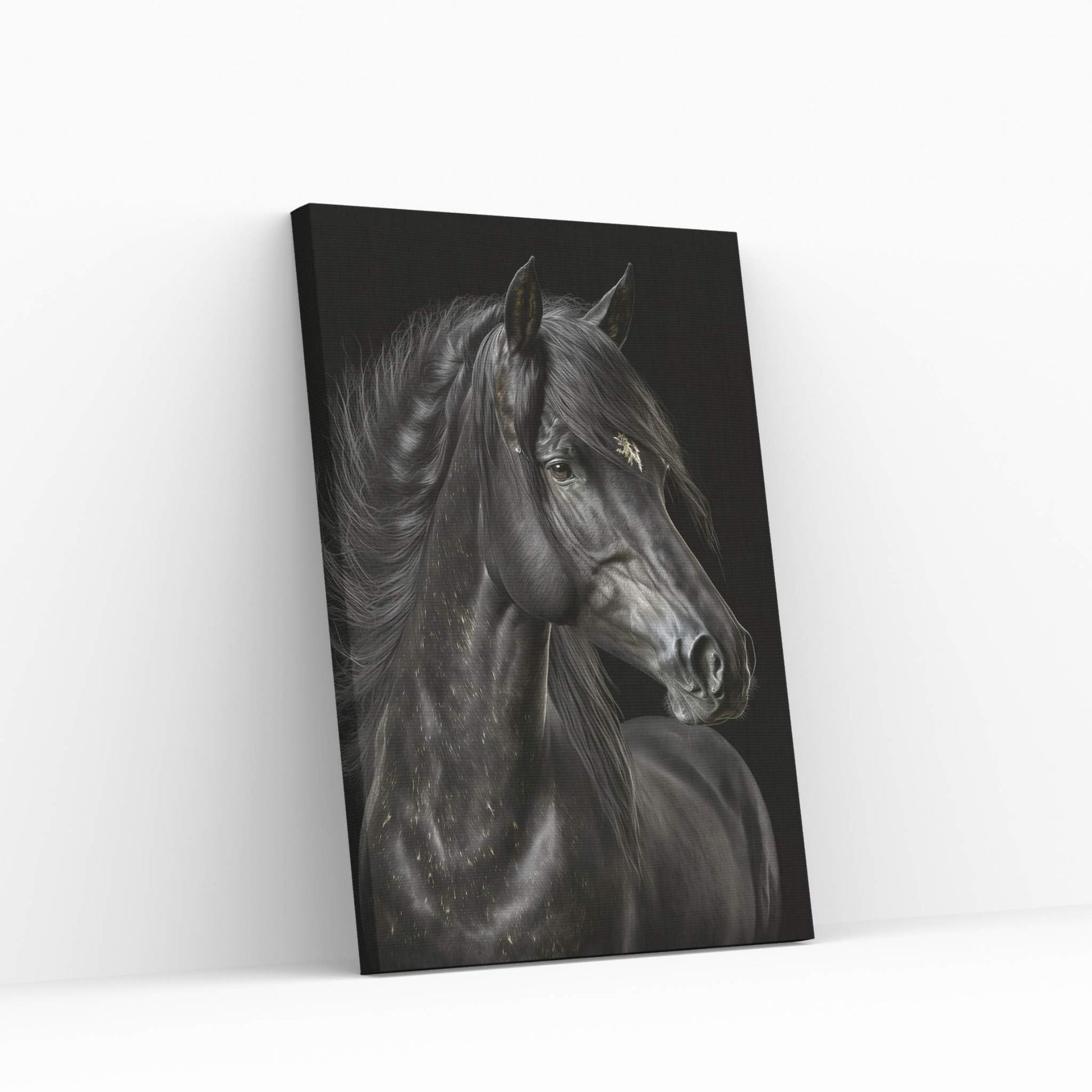 Beautiful Black Horse Canvas Wall Art , Animal Wall Art - Y Canvas