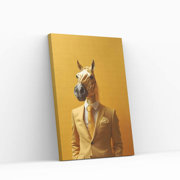 Businessman Golden Horse Modern Abstract Office Canvas Wall Art - Y Canvas