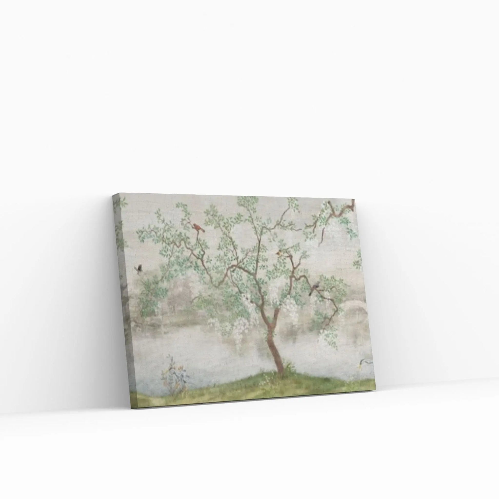 Japanese Landscape Painting of Pine Trees Canvas Wall Art,Distant Mountains,Cloud and Sunrise.Japanese Painting - Y Canvas