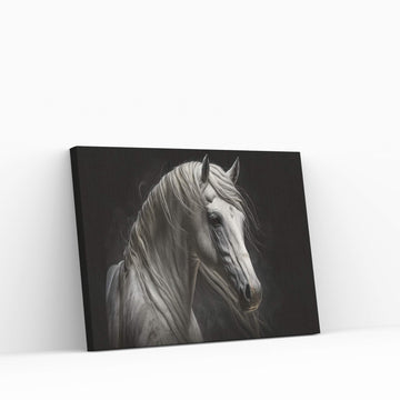 Beautiful White Horse Canvas Wall Art , Animal Wall Art - Y Canvas