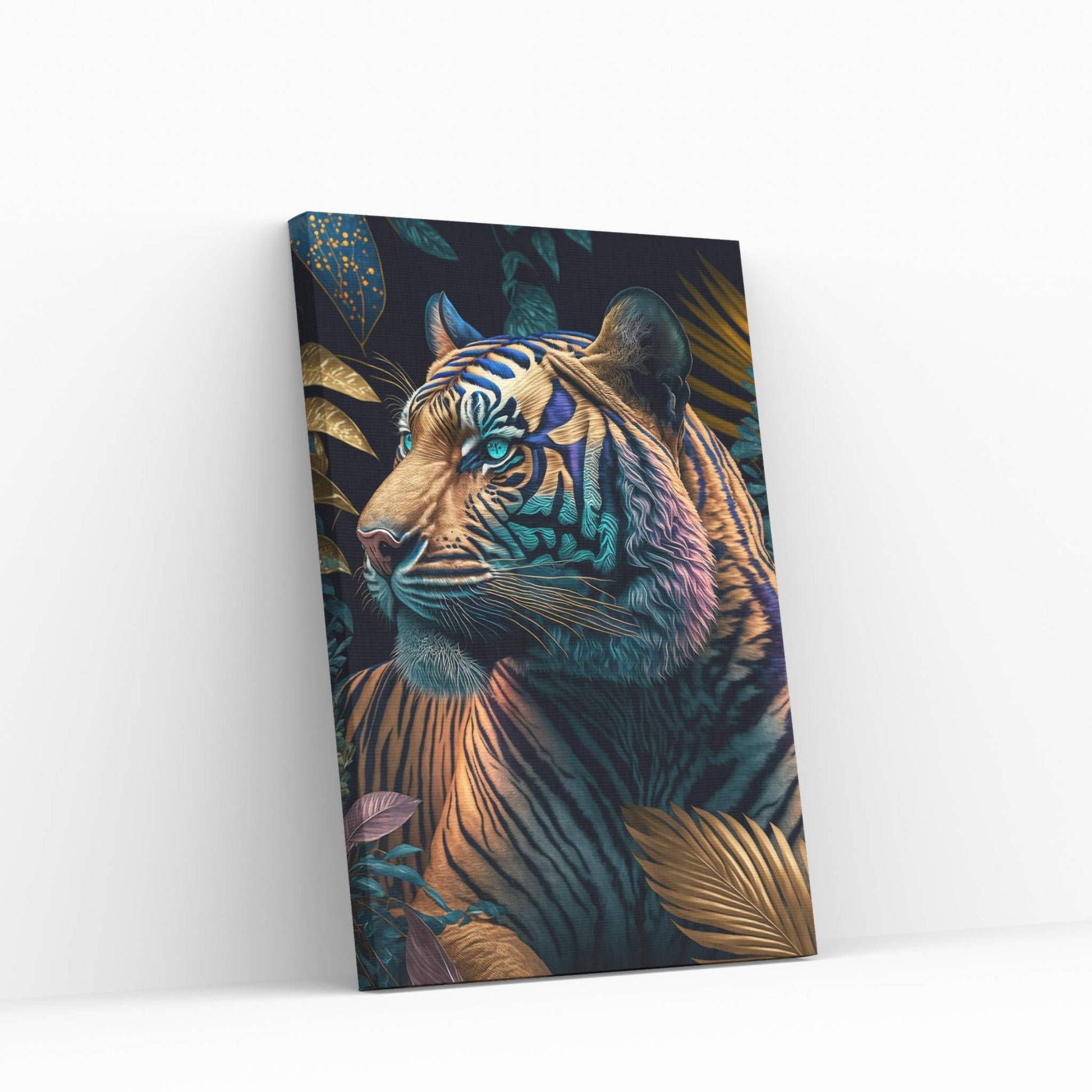 Colorful Tiger Forest Blue Eyed Tiger Canvas Wall Art - Y Canvas