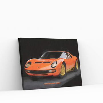 Lamborghini Miura In Watercolor Canvas Wall Art - Y Canvas