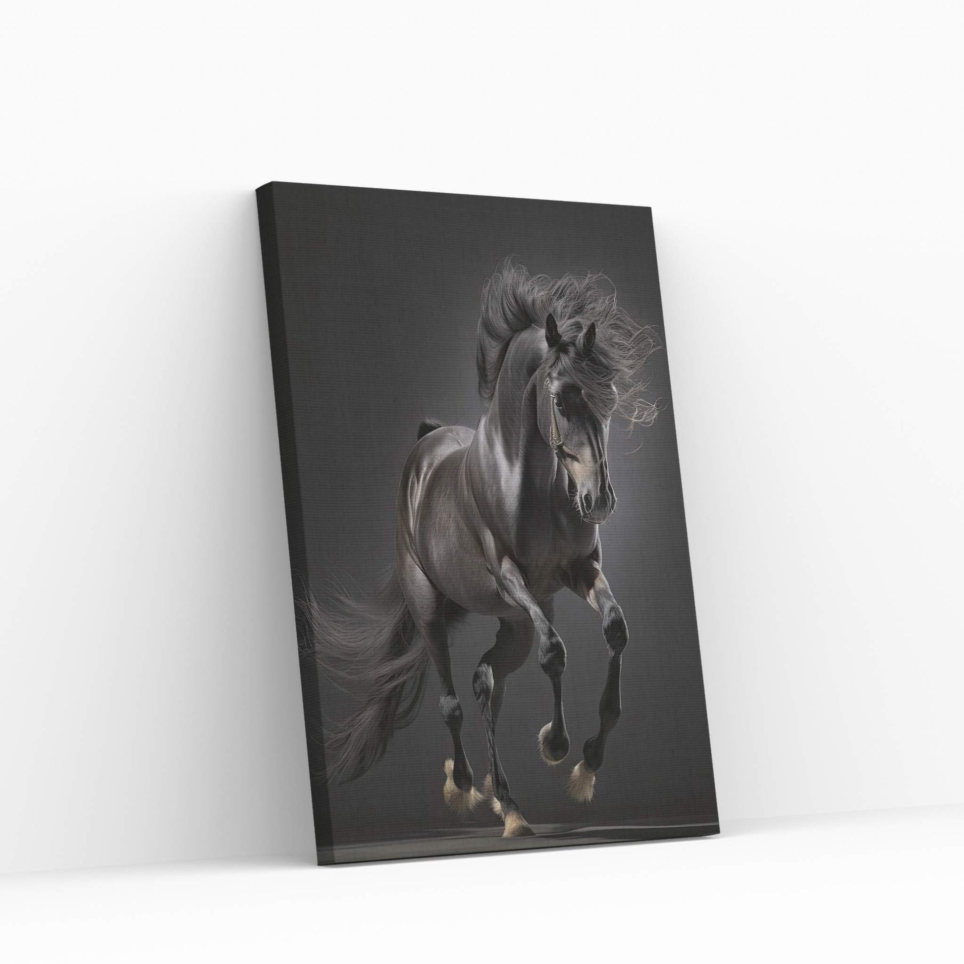 Beautiful Black Horse Canvas Wall Art , Animal Wall Art - Y Canvas
