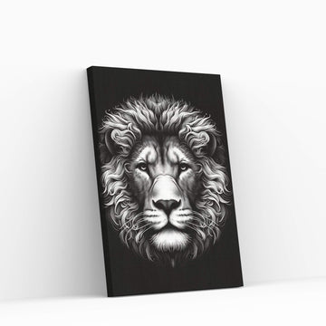 Lion White Black Canvas Wall Art - Y Canvas