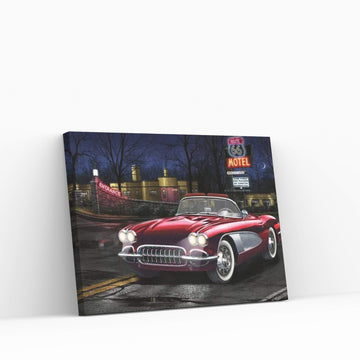 Red Vette 66 Canvas Wall Art - Y Canvas