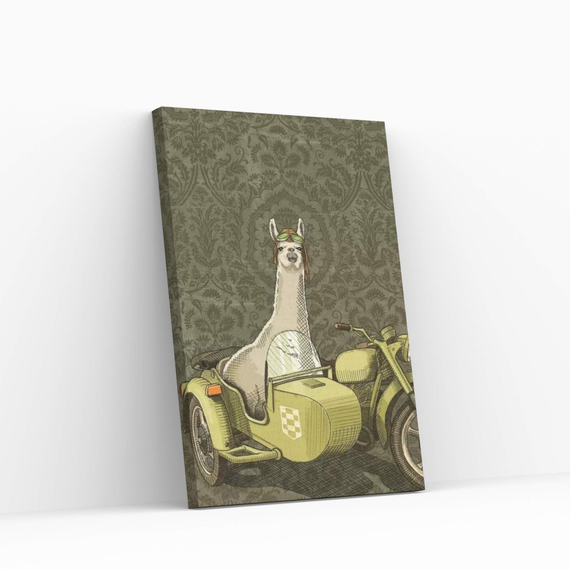 Sidecar Llama Canvas Wall Art - Y Canvas