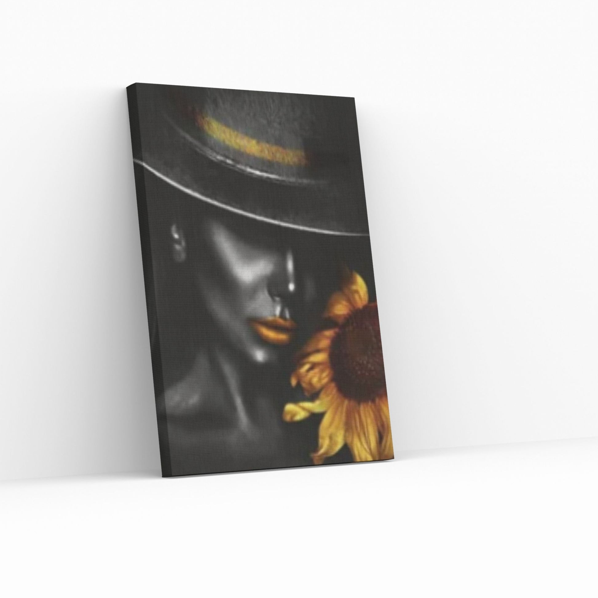 African Art Wall Decor, African Woman Makeup Wall Art, Abstract Canvas Art, Modern Gold Lips Wall Art - Y Canvas