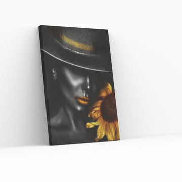 African Art Wall Decor, African Woman Makeup Wall Art, Abstract Canvas Art, Modern Gold Lips Wall Art - Y Canvas