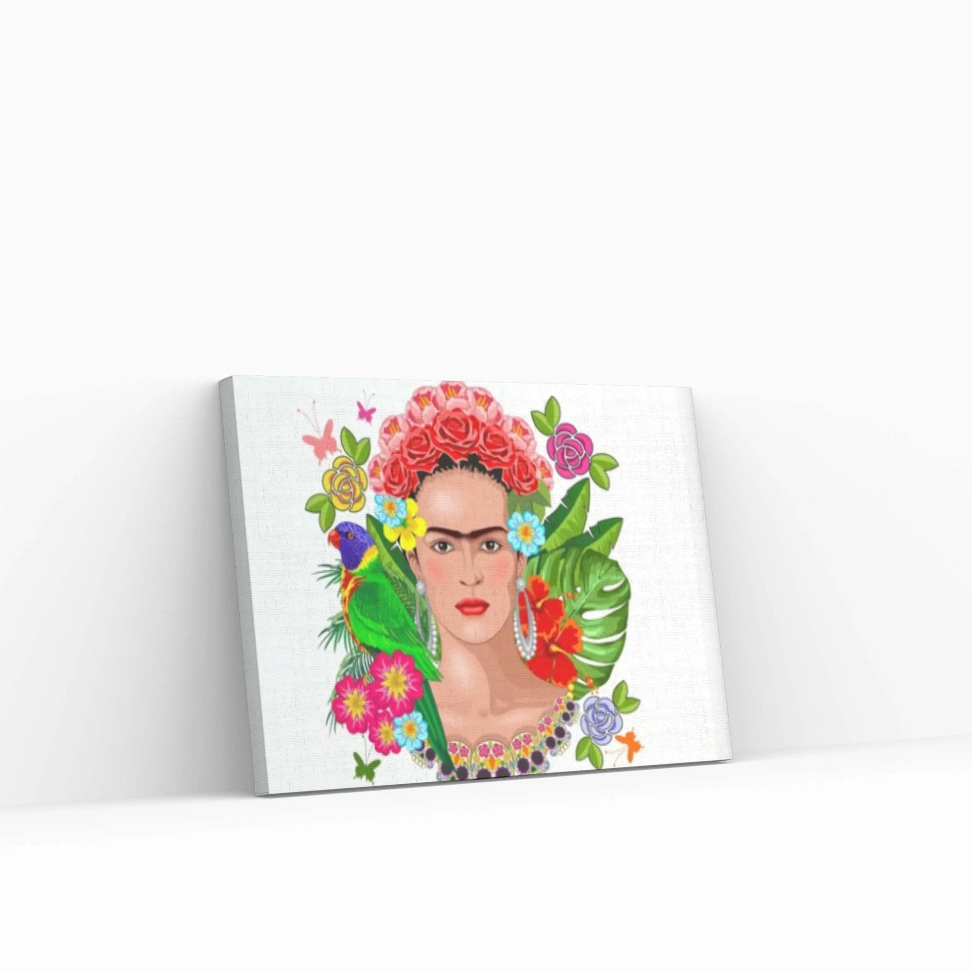 Frida Kahlo Art Canvas Wall Art -Poster/Printed Picture Wall Art Holding a Cup of Tea & Cigarette Decoration - Y Canvas