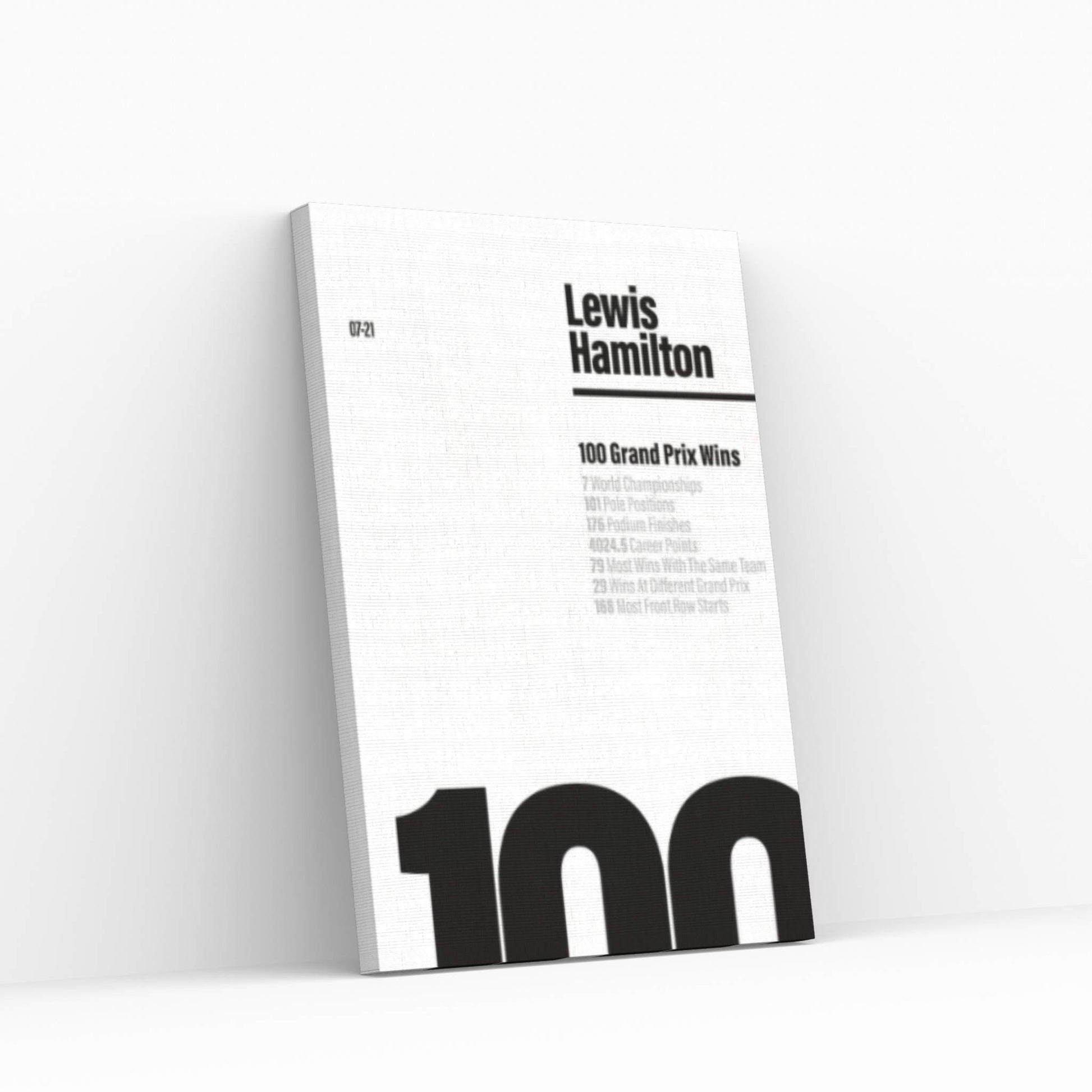 Lewis Hamilton 100 Wins (Black/White) Canvas Wall Art - Y Canvas
