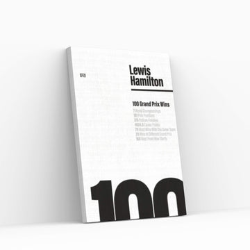 Lewis Hamilton 100 Wins (Black/White) Canvas Wall Art - Y Canvas