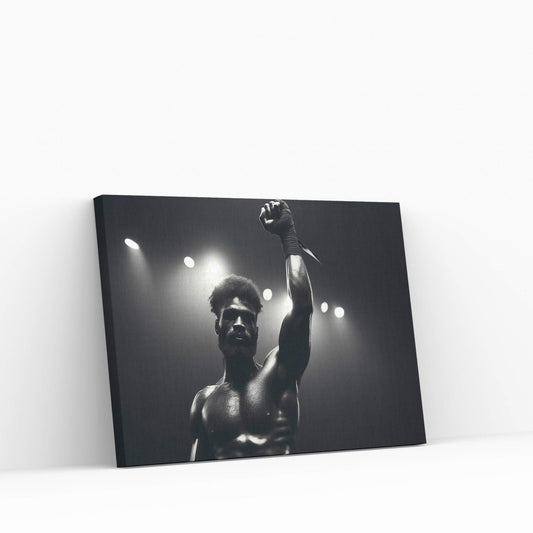 Black African Boxer, Fist and Victory, Boxing Canvas Wall Art - Y Canvas