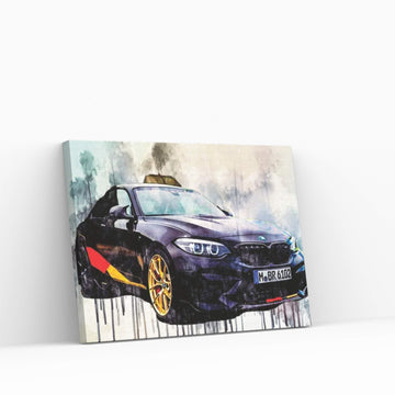 Bmw M2 2018 M Performance Competition Black Sports Front View Tuning Canvas Wall Art - Y Canvas