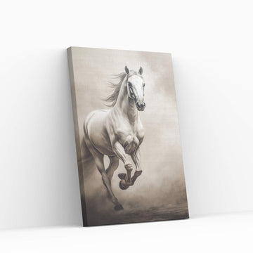 Beautiful White Horse Canvas Wall Art , Animal Wall Art - Y Canvas