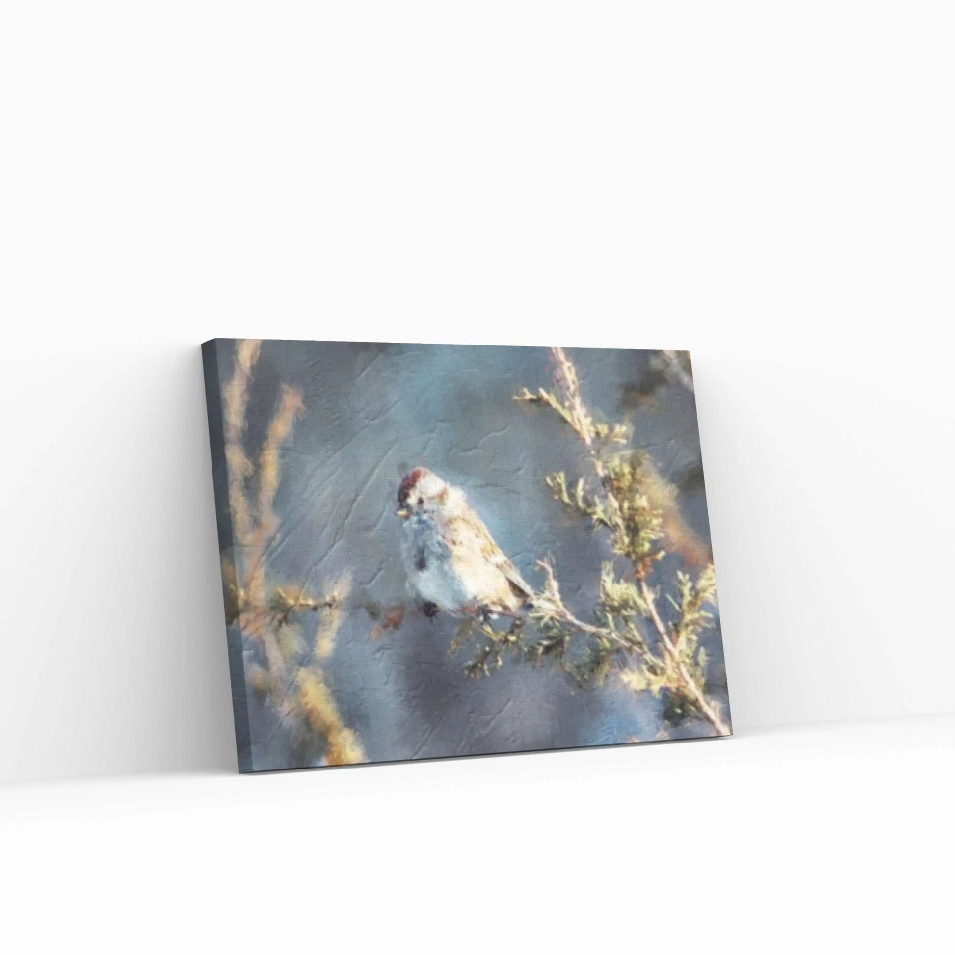 Sparrow Bird in the Flowers Print on Canvas - Y Canvas