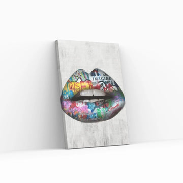 Banksy Poster, Sexy Lip Art Canvas Decor, Colourful Wall Art Decor, Print Poster Graffiti Wall Art - Y Canvas
