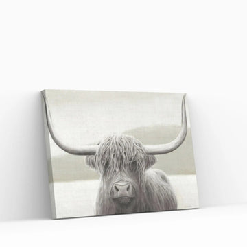 Highland Cow Neutral Canvas Wall Art - Y Canvas