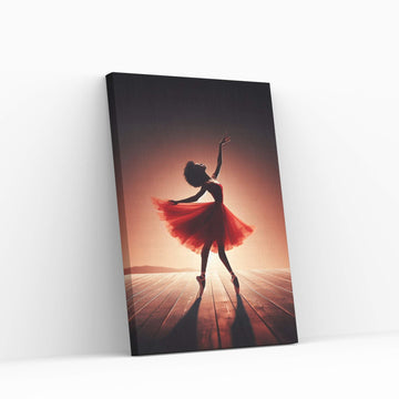 African Black Woman Ballerina in Red Dress Canvas Wall Art Home Decor - Y Canvas